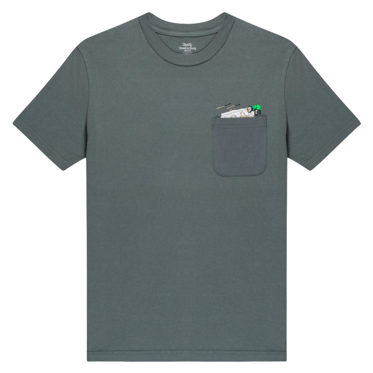 RIPNDIP x Cheech & Chong Roll Me Up Pocket T-Shirt - Charcoal image 1