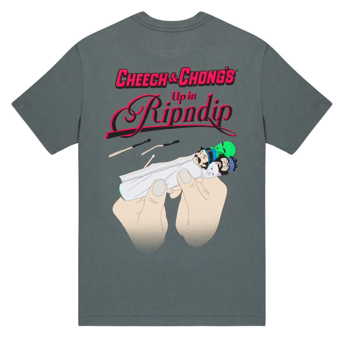 RIPNDIP x Cheech & Chong Roll Me Up Pocket T-Shirt - Charcoal image 2