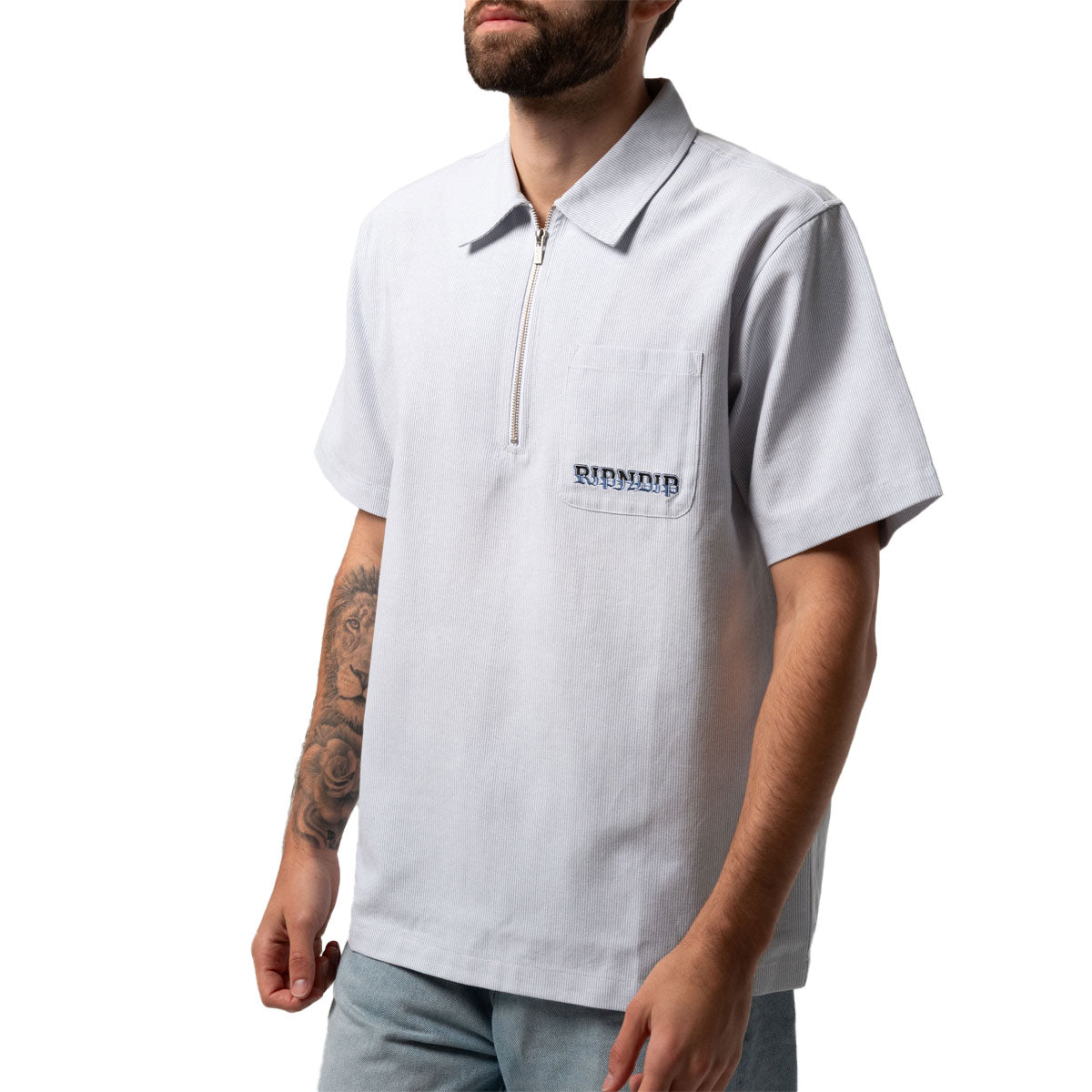RIPNDIP Rich Spirit Quarter Zip Shirt - Light Blue image 3