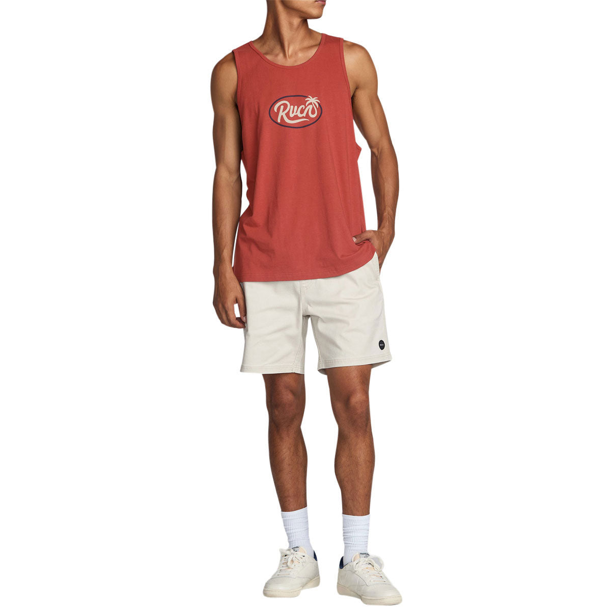 RVCA Frond Script Tank Top - Dusty Red image 4