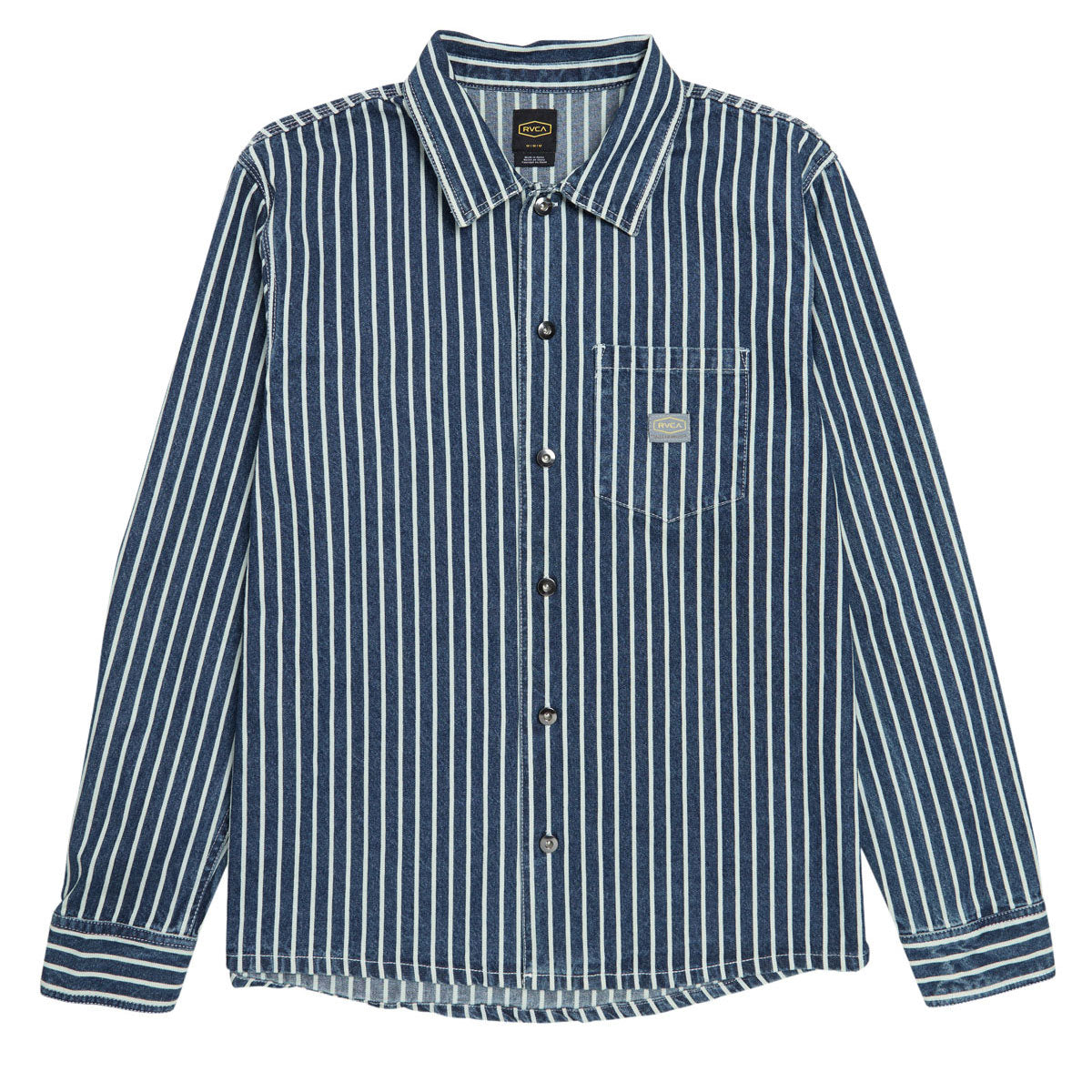 RVCA Dayshift Hickory Long Sleeve Over Shirt - Dark Denim image 1