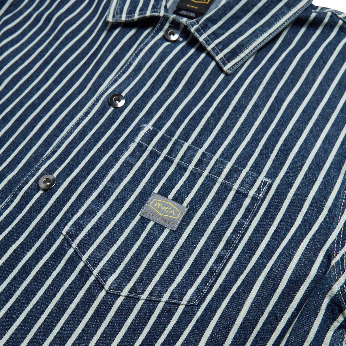 RVCA Dayshift Hickory Long Sleeve Over Shirt - Dark Denim image 3