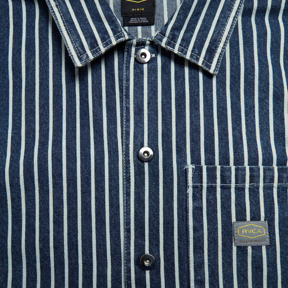RVCA Dayshift Hickory Long Sleeve Over Shirt - Dark Denim image 4