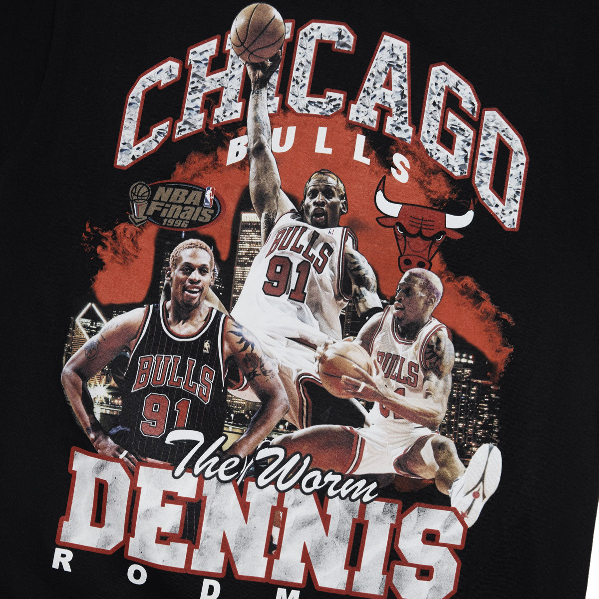 Mitchell & Ness x NBA Bling Bulls Dennis Rodman T-Shirt - Black image 2