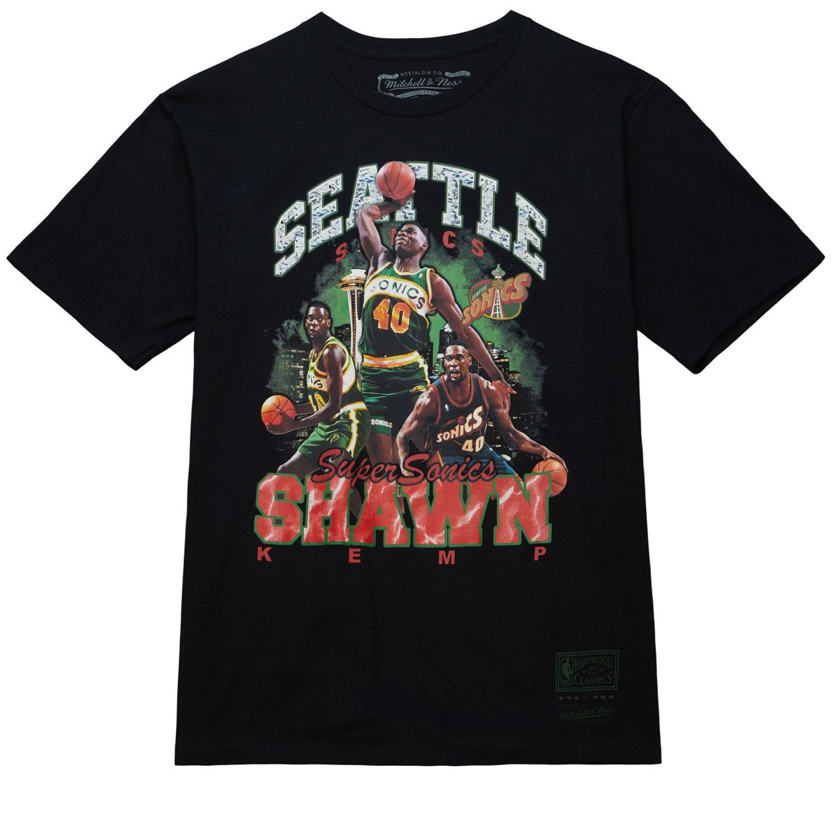 Mitchell & Ness x NBA Bling Supersonics Shawn Kemp T-Shirt - Black image 1
