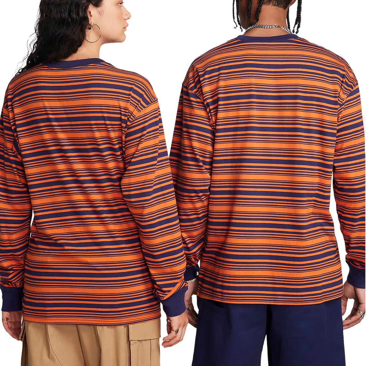 Nike SB Long Sleeve Striped T-Shirt - Purple Ink/Campfire Orange image 3