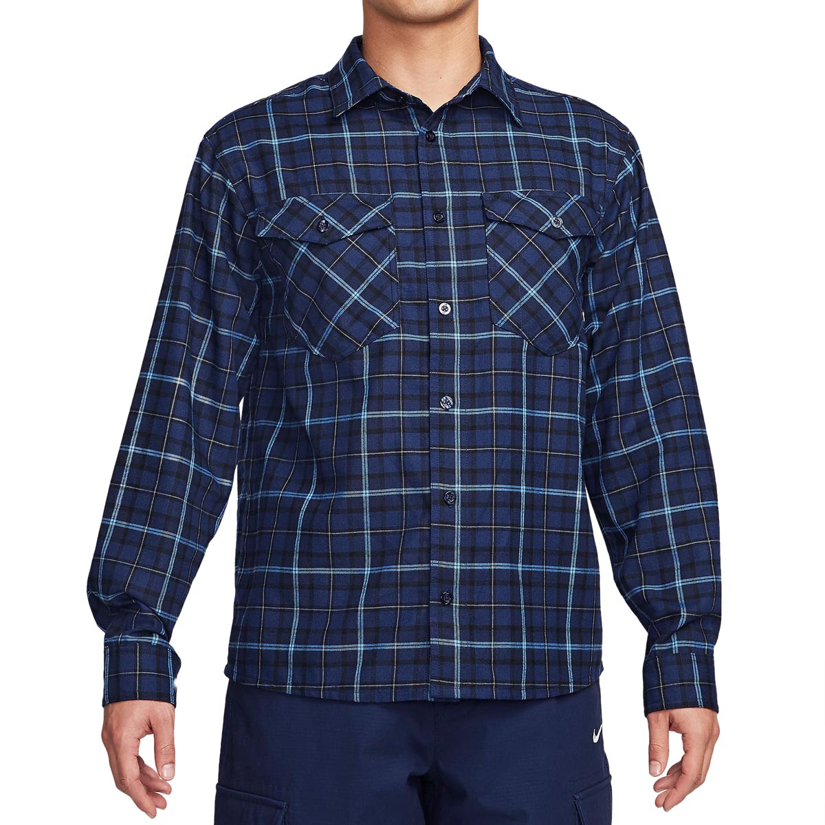 Nike SB Flannel Skate Button Up Shirt - Midnight Navy/Obsidian image 1