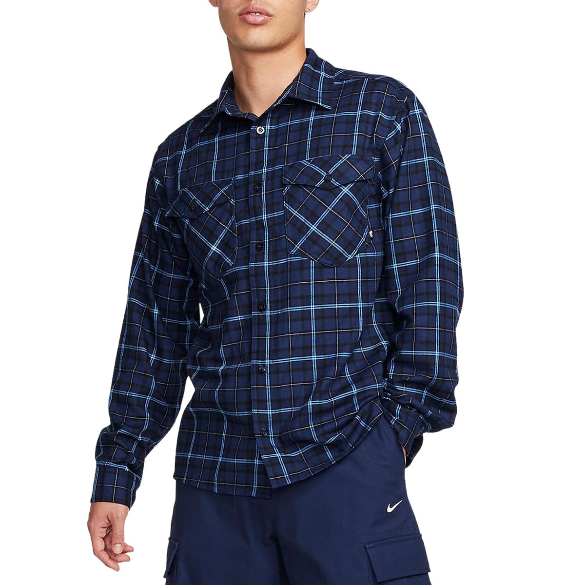 Nike SB Flannel Skate Button Up Shirt - Midnight Navy/Obsidian image 4