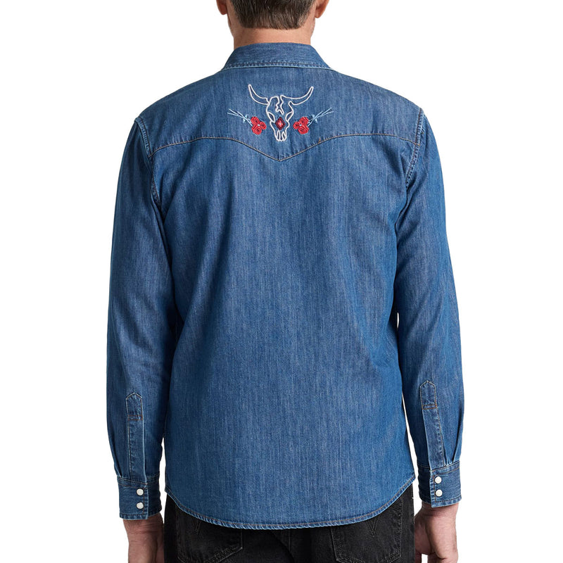 Pendleton Gambler Denim Long Sleeve Shirt - Denim/Bison Rose