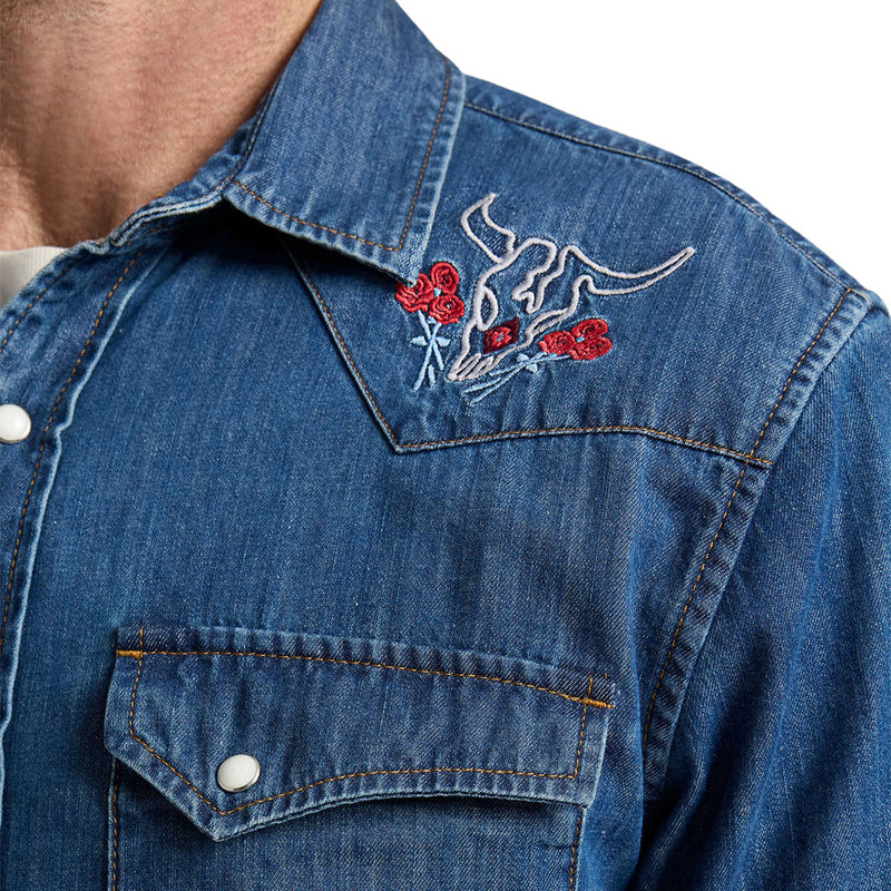 Pendleton Gambler Denim Long Sleeve Shirt - Denim/Bison Rose