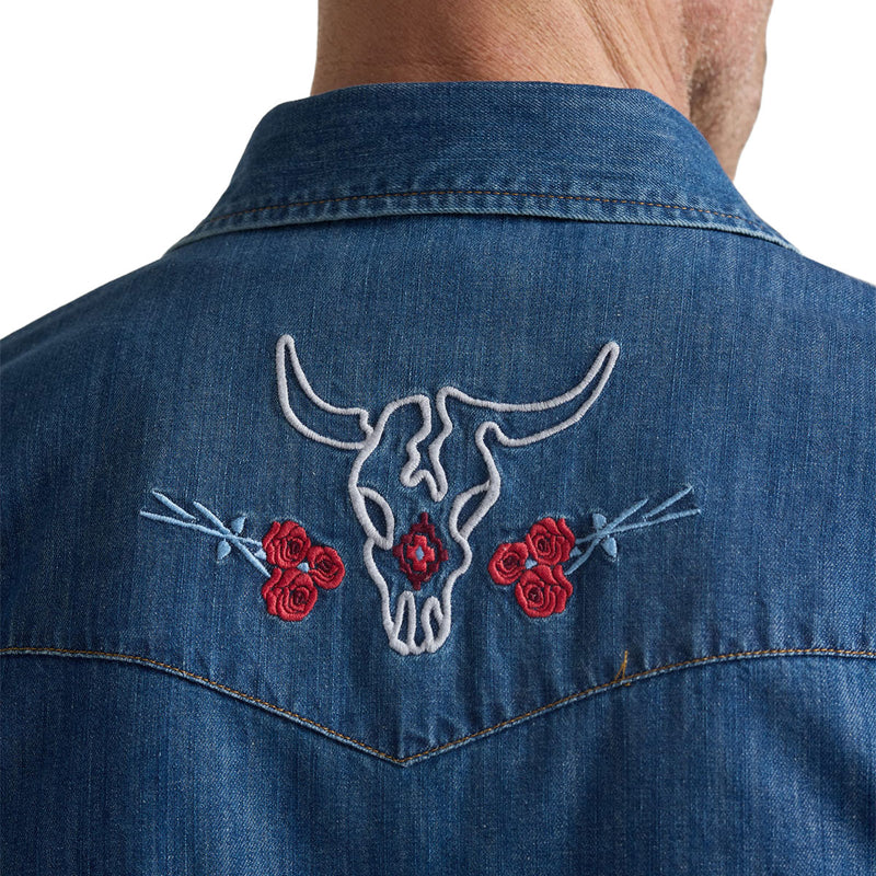 Pendleton Gambler Denim Long Sleeve Shirt - Denim/Bison Rose
