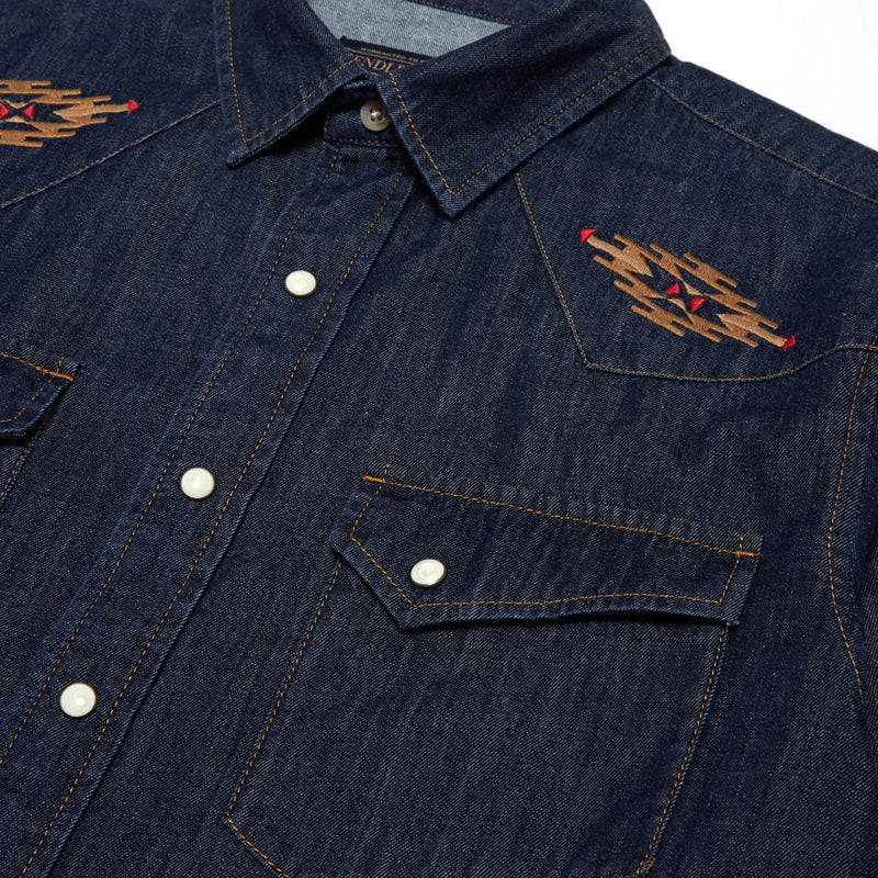 Pendleton Gambler Denim Long Sleeve Shirt - Dark Denim/Tumalo