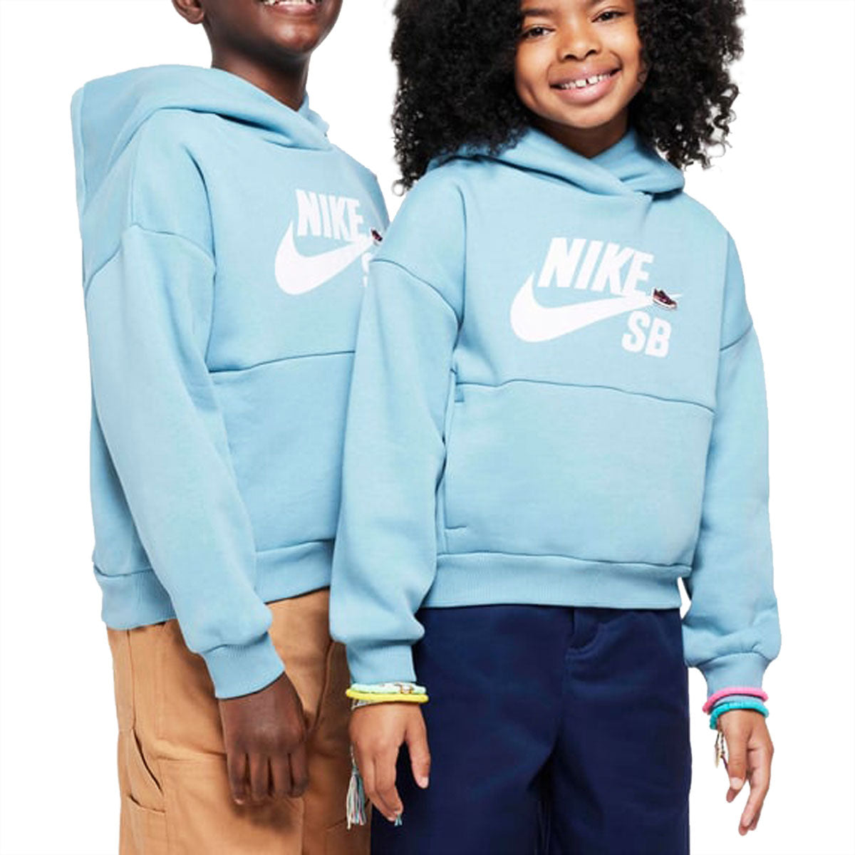 Nike SB Youth Icon Fleece EasyOn Hoodie - Denim Turq/White image 2