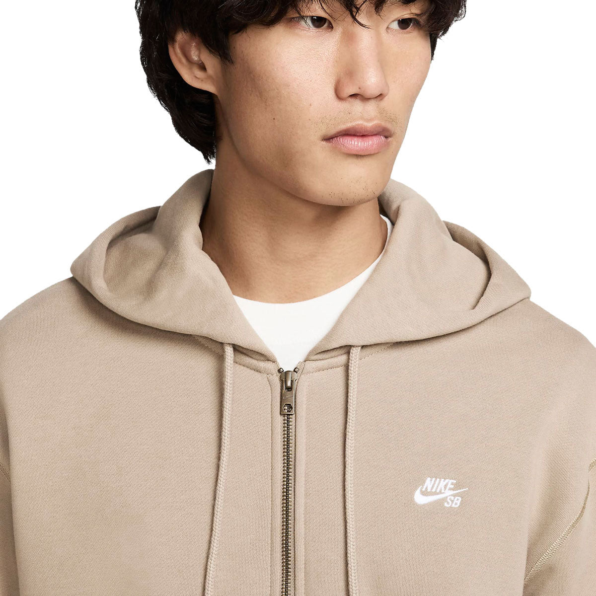Nike SB New Logo Zip Hoodie - Khaki/White image 3