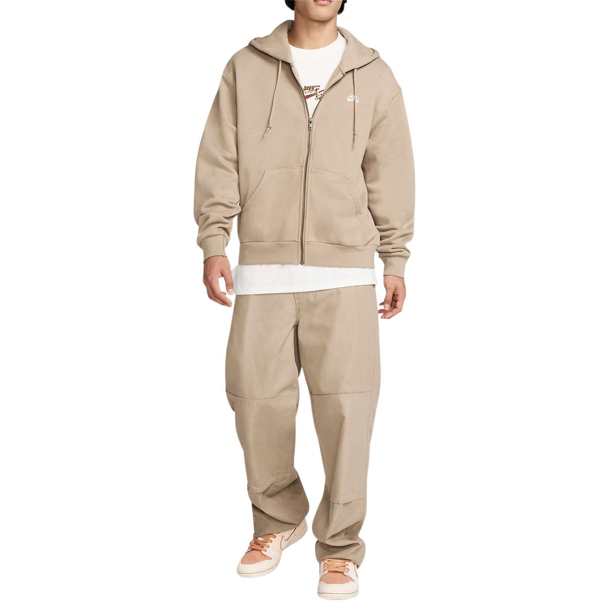 Nike SB New Logo Zip Hoodie - Khaki/White image 4
