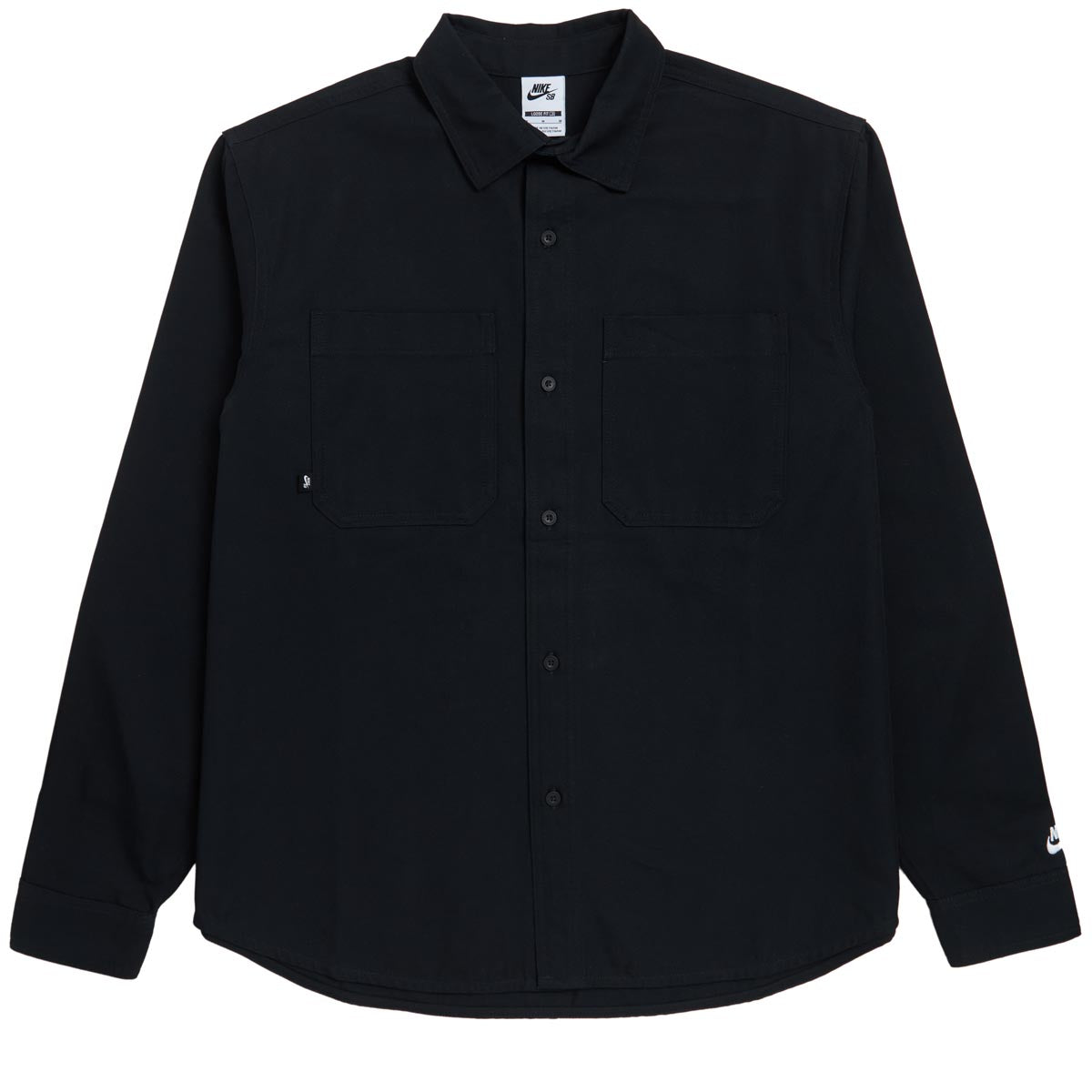 Nike SB New Essential Woven Long Sleeve Shirt - Black/White image 1