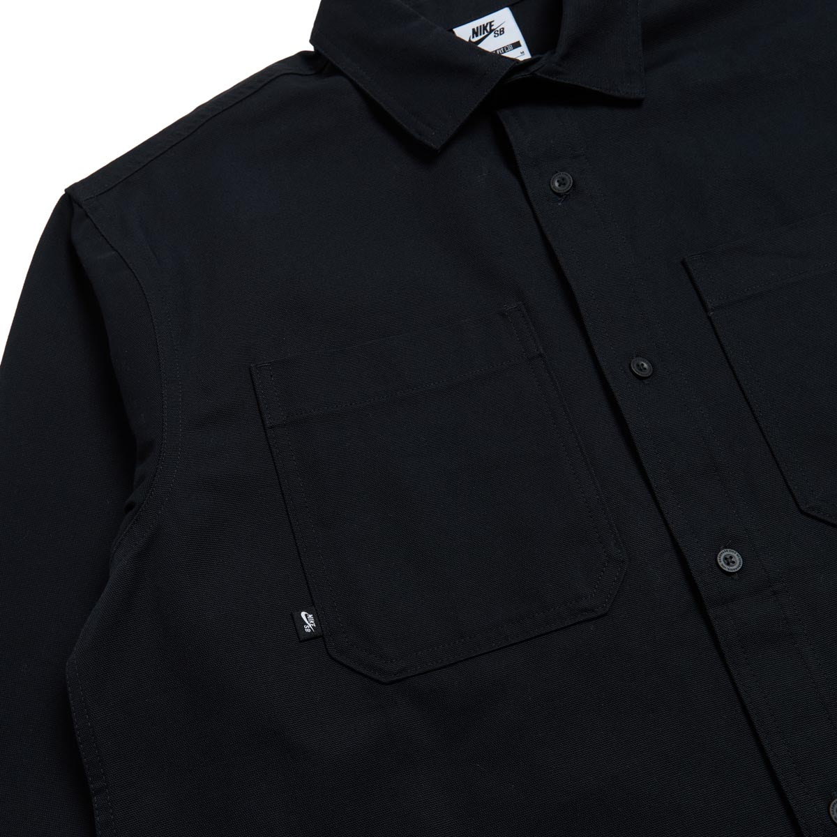 Nike SB New Essential Woven Long Sleeve Shirt - Black/White image 3