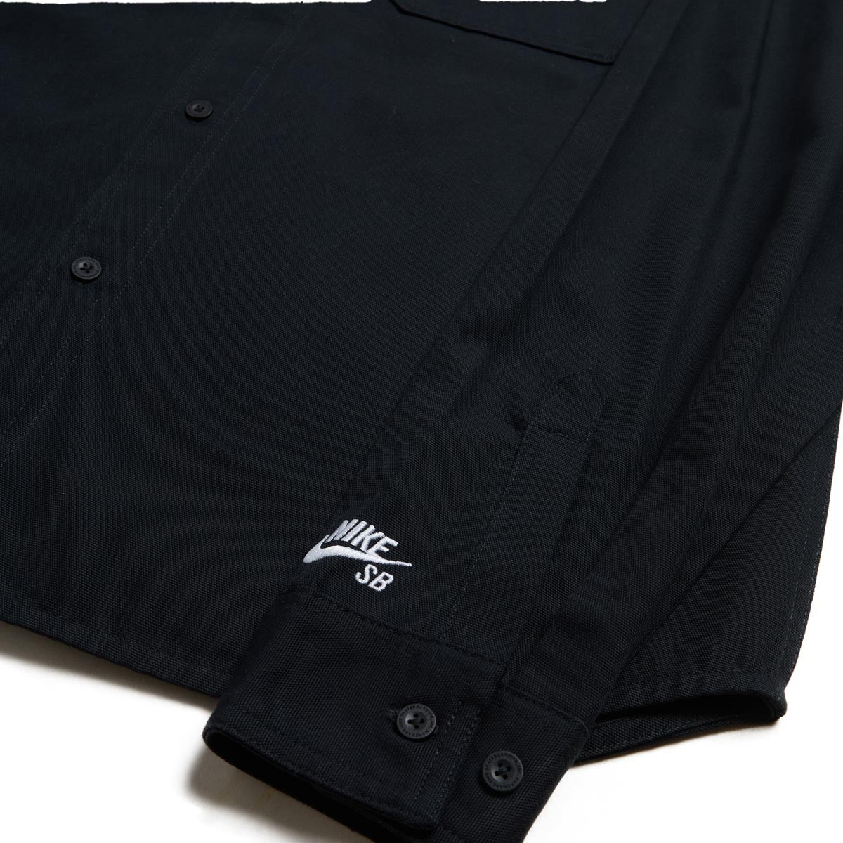 Nike SB New Essential Woven Long Sleeve Shirt - Black/White image 4
