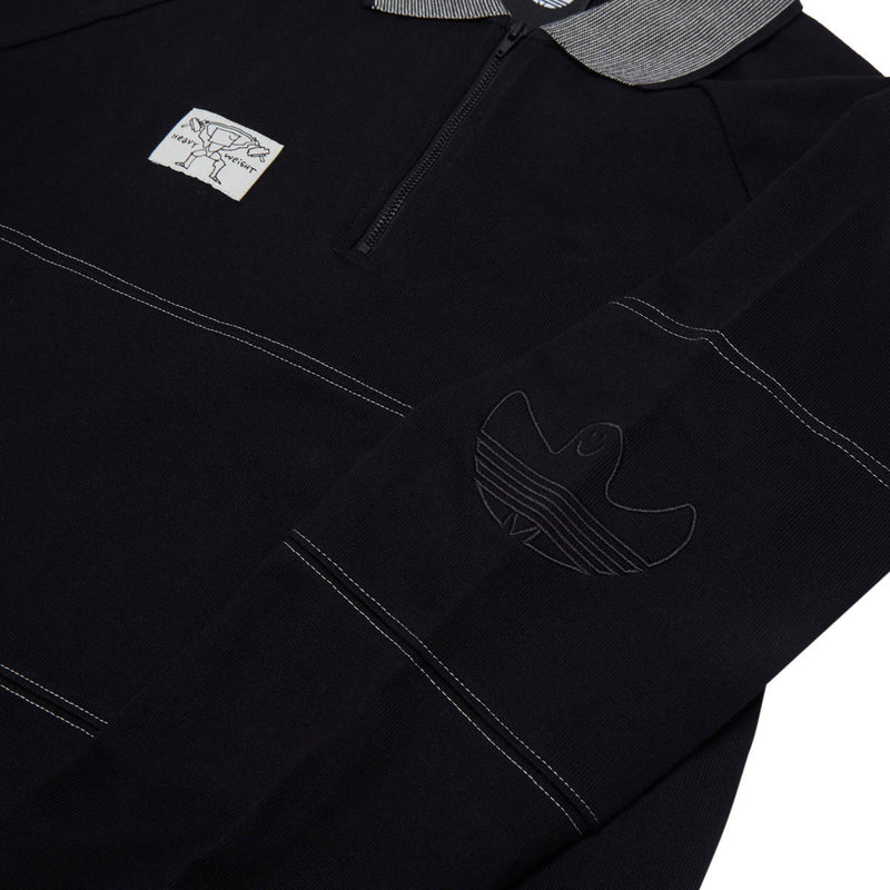 Adidas Shmoofoil Heavyweight Long Sleeve Rugby Shirt - Black/Aluminum