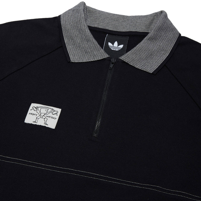 Adidas Shmoofoil Heavyweight Long Sleeve Rugby Shirt - Black/Aluminum