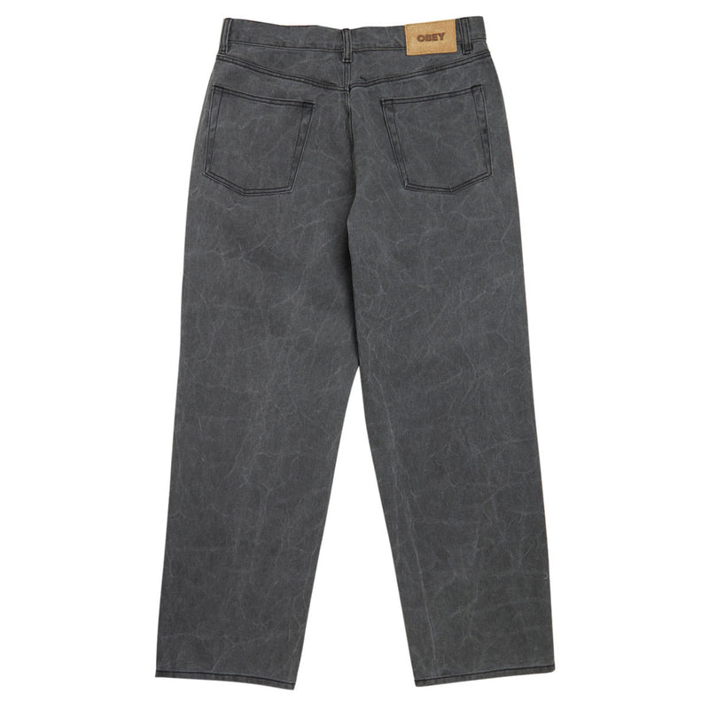 Obey Classic Wrinkle Baggy Denim Jeans - Black Wrinkle Wash