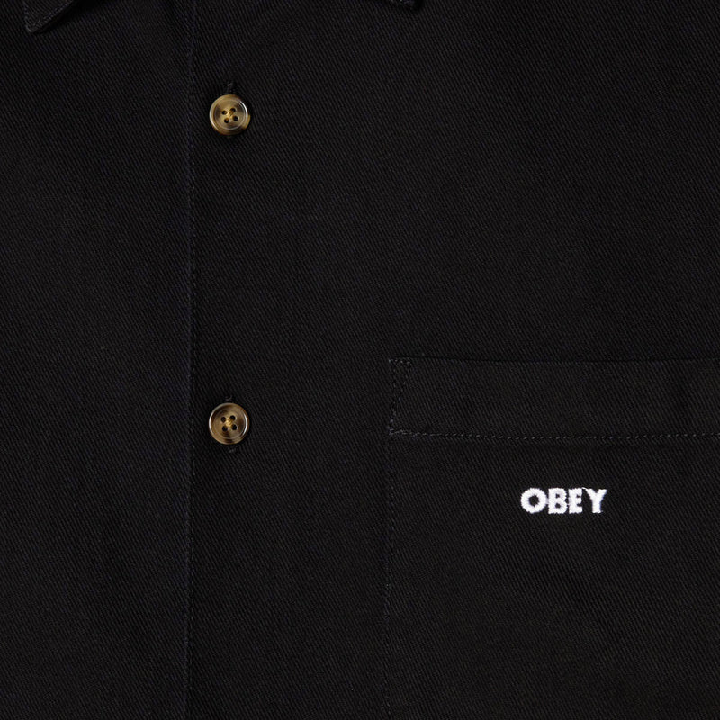 Obey Pablo Denim Long Sleeve Shirt - Black Faded Wash