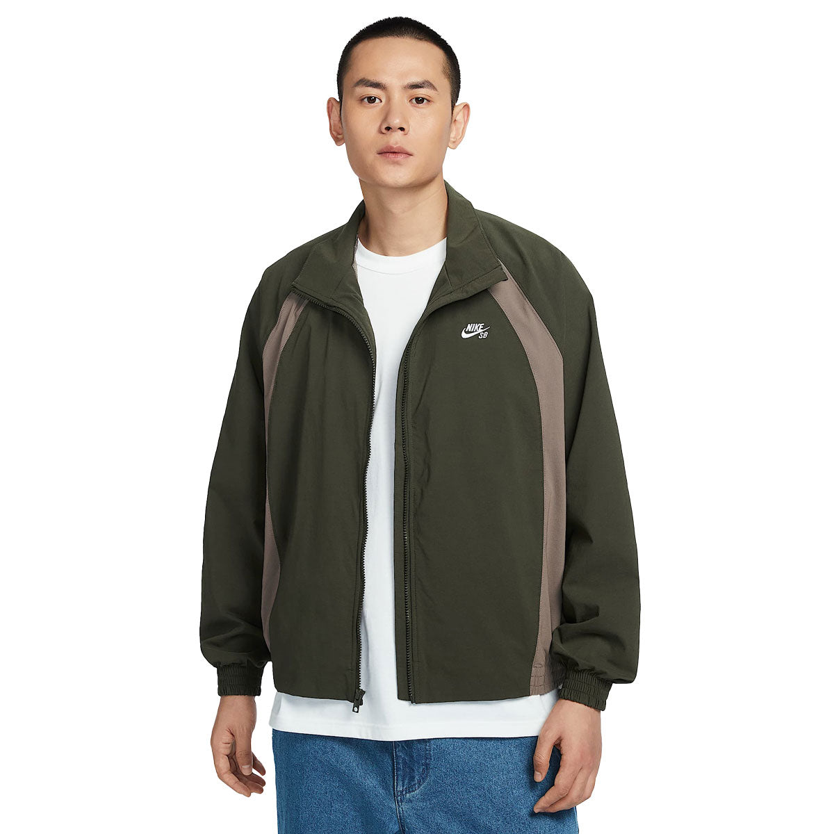 Nike SB Dri-Fit Woven Full-Zip Jacket - Sequoia/Cave Stone/White image 1