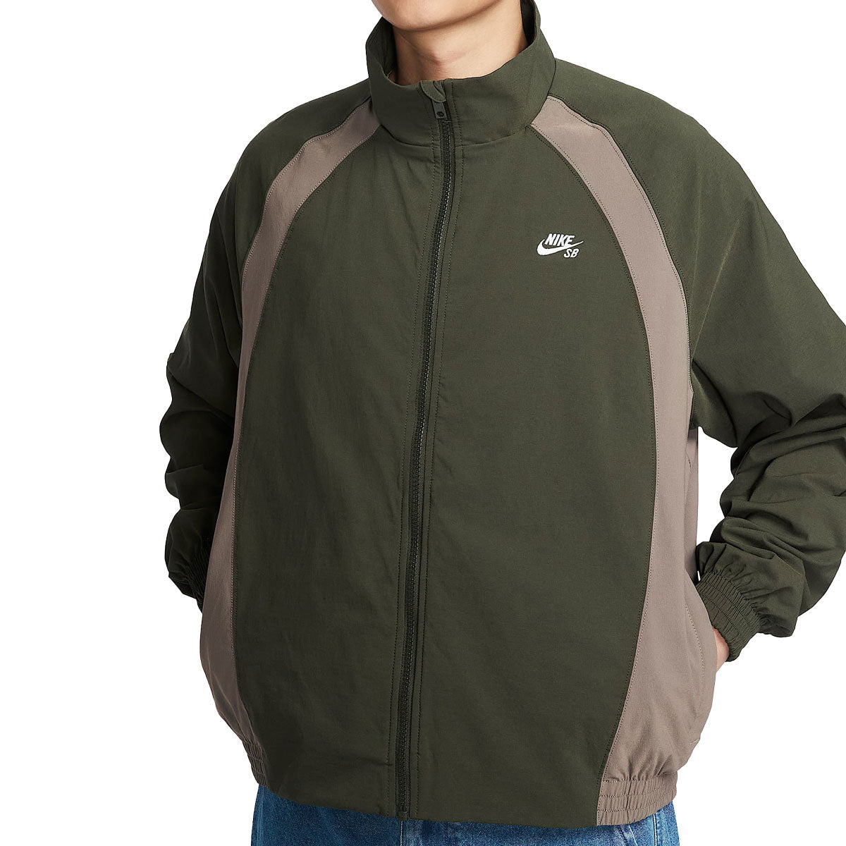 Nike SB Dri-Fit Woven Full-Zip Jacket - Sequoia/Cave Stone/White image 3