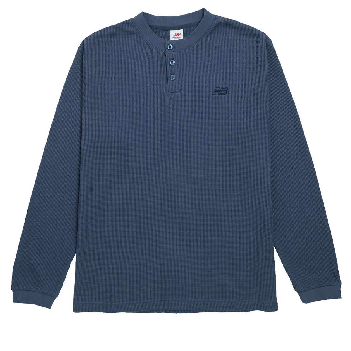 New Balance Numeric Waffle Knit Long Sleeve Henley Shirt - Blue image 1