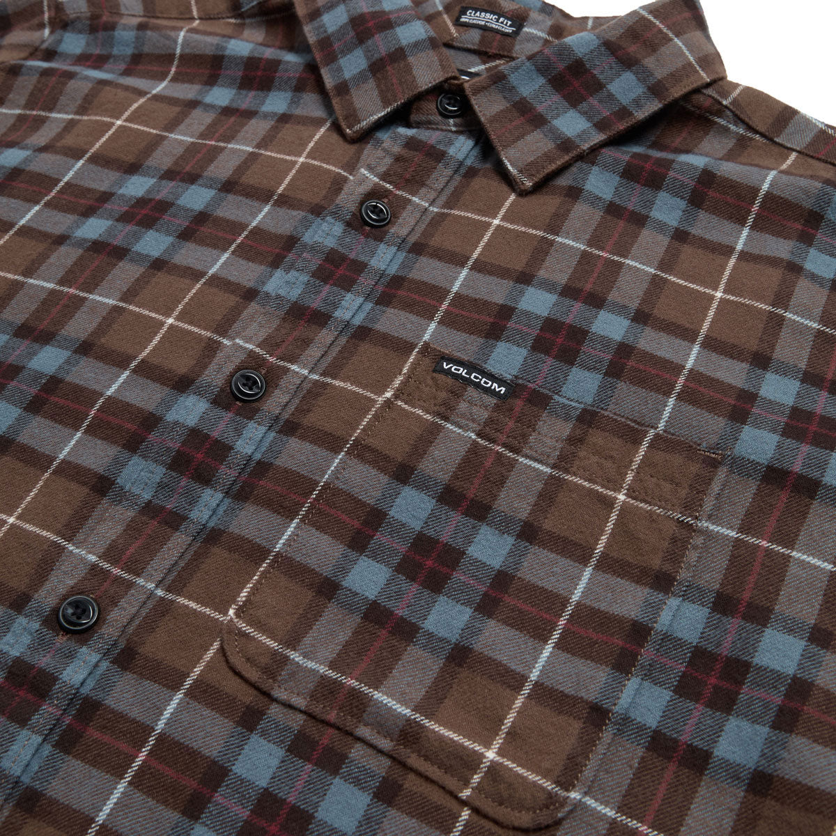 Volcom Caden Plaid Long Sleeve Shirt - Brown Stone image 3