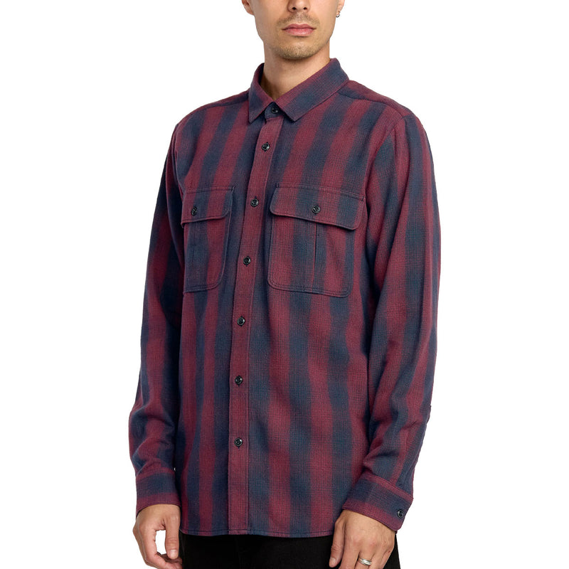 Volcom Shadowstone Long Sleeve Flannel Shirt - Navy