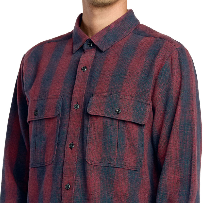 Volcom Shadowstone Long Sleeve Flannel Shirt - Navy