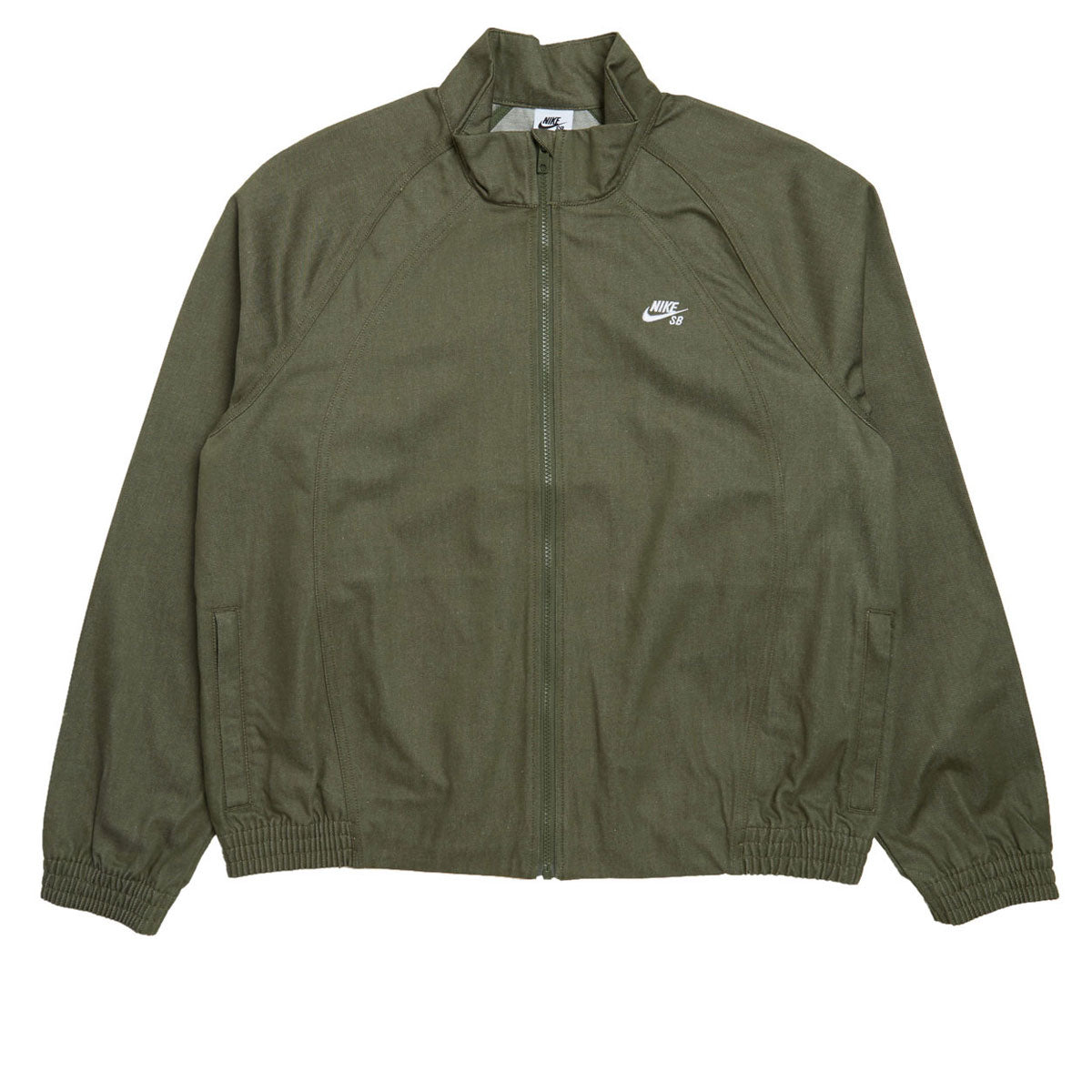 Nike SB Denim Zip Up Track Jacket - Medium Olive/White image 1