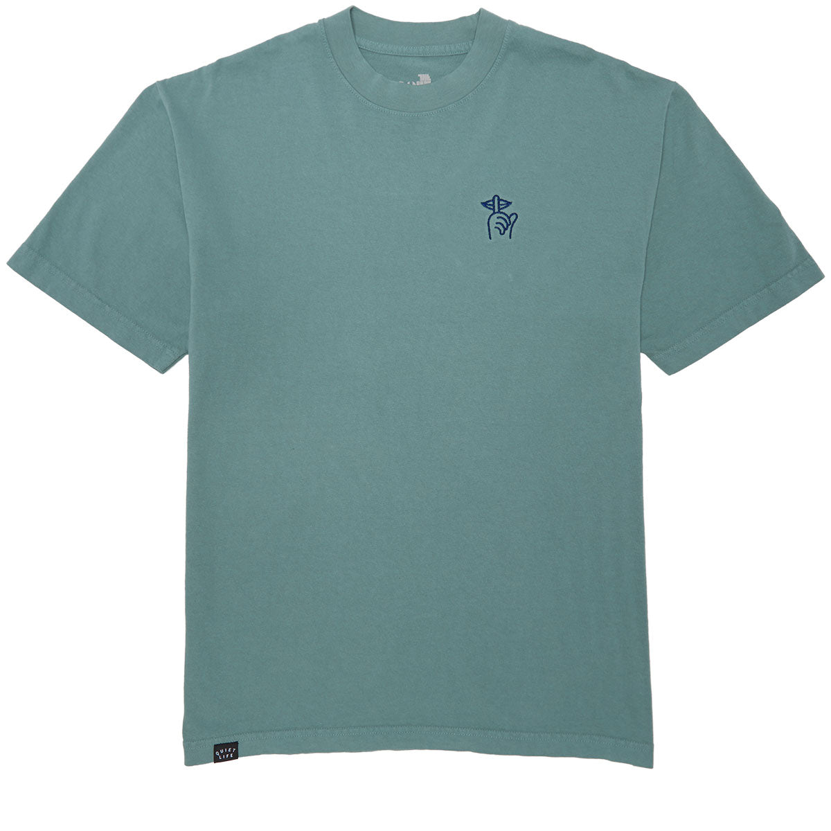 The Quiet Life Shhh Embroideree T-Shirt - Mist Green image 1