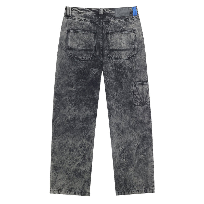 Rassvet Acid Wash Carpenter Work Denim Woven Jeans - Grey