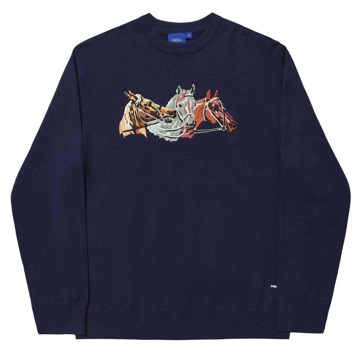 Helas Horses Crewneck Knit Sweatshirt - Navy image 1