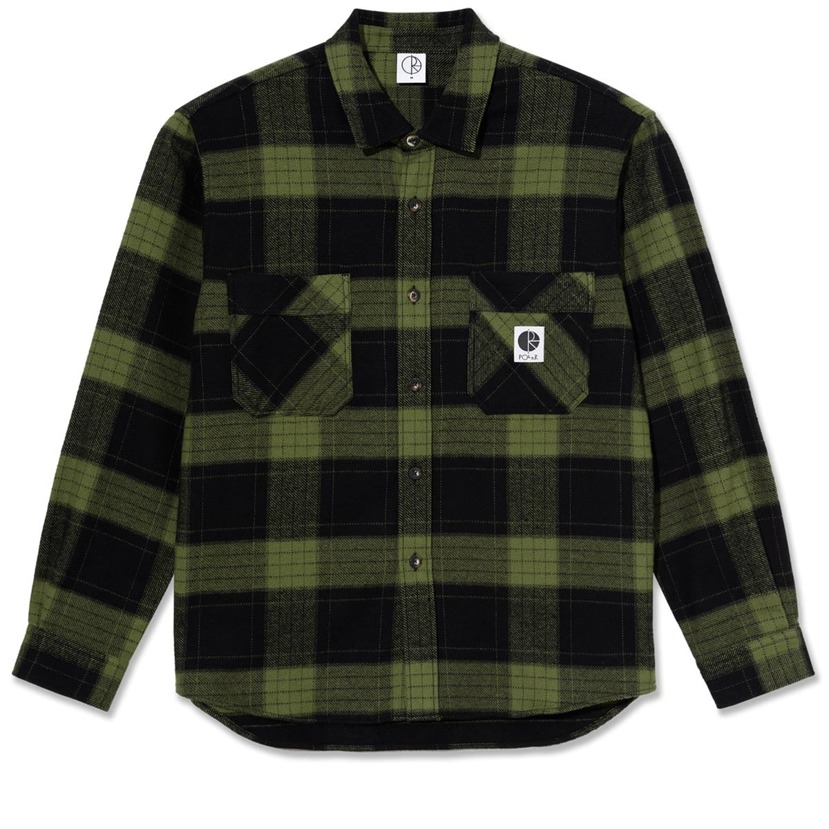 Polar Mike Flannel Long Sleeve Shirt - Black/Army Green image 1