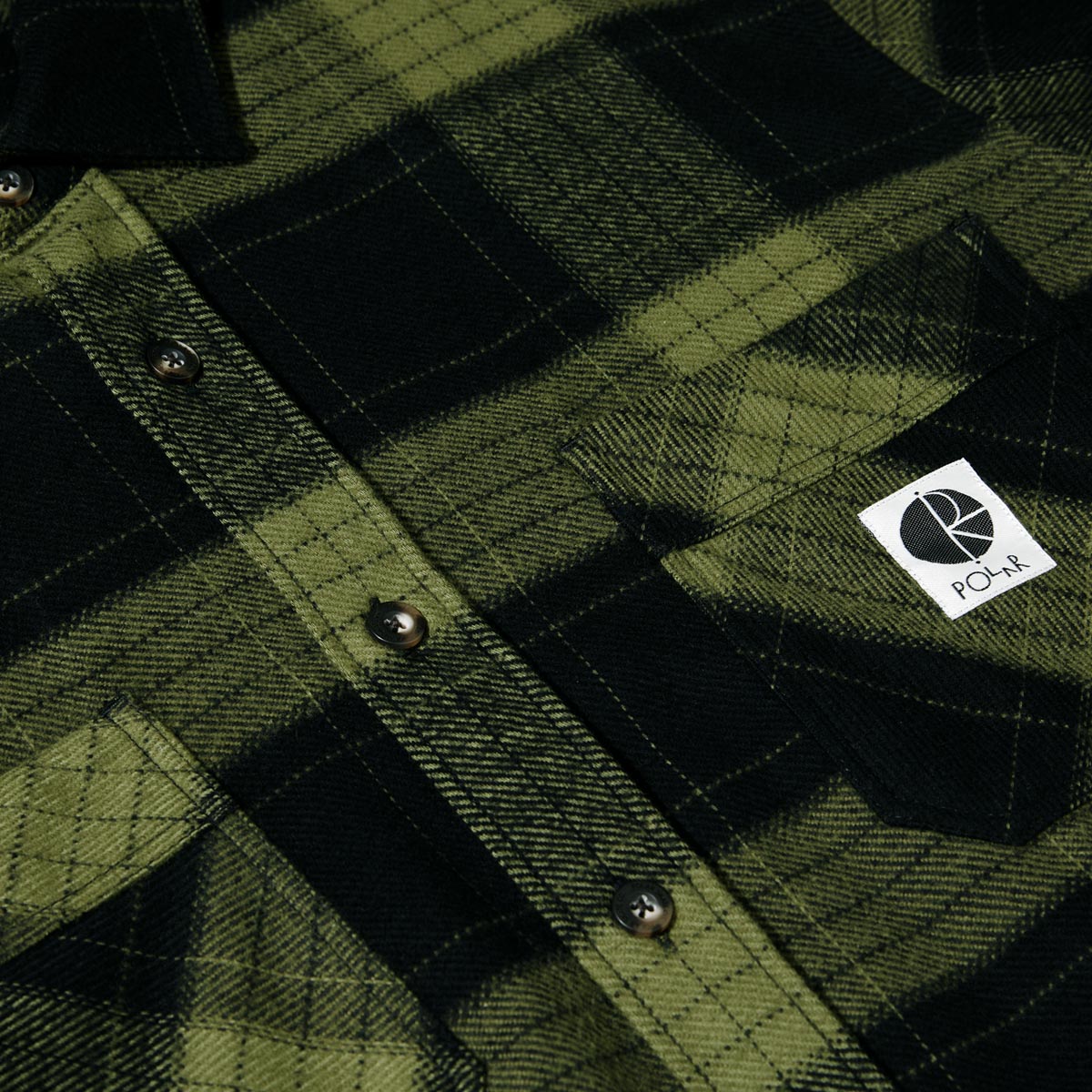 Polar Mike Flannel Long Sleeve Shirt - Black/Army Green image 2