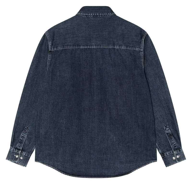 Polar Mike Long Sleeve Denim Shirt - Washed Blue