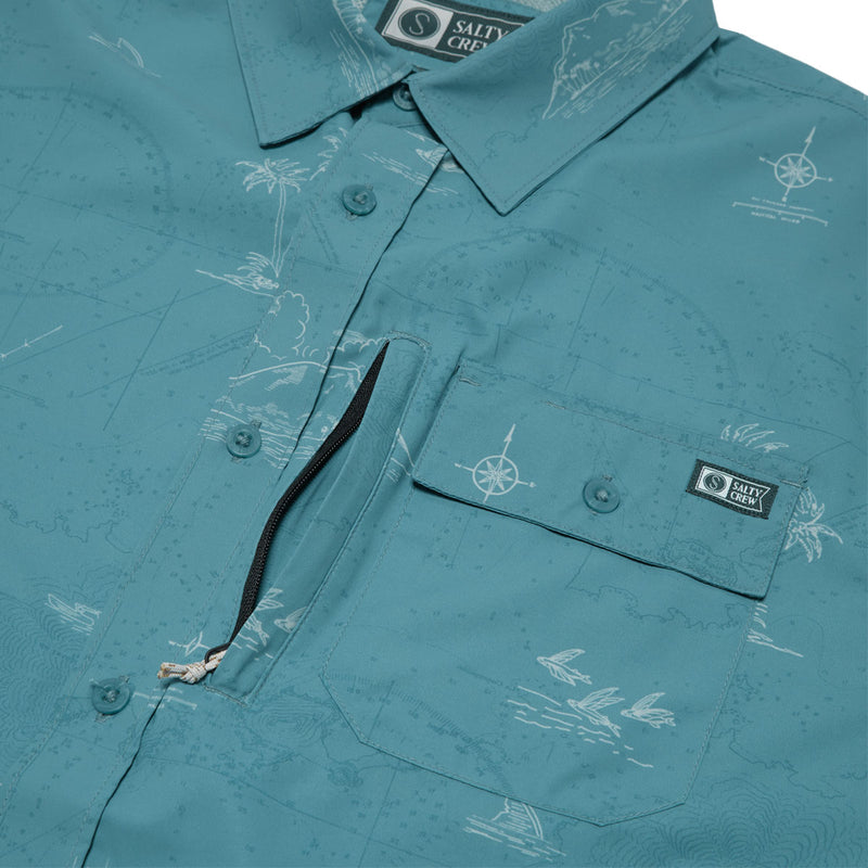 Salty Crew Helmsman UV Button Up Shirt - Hydro