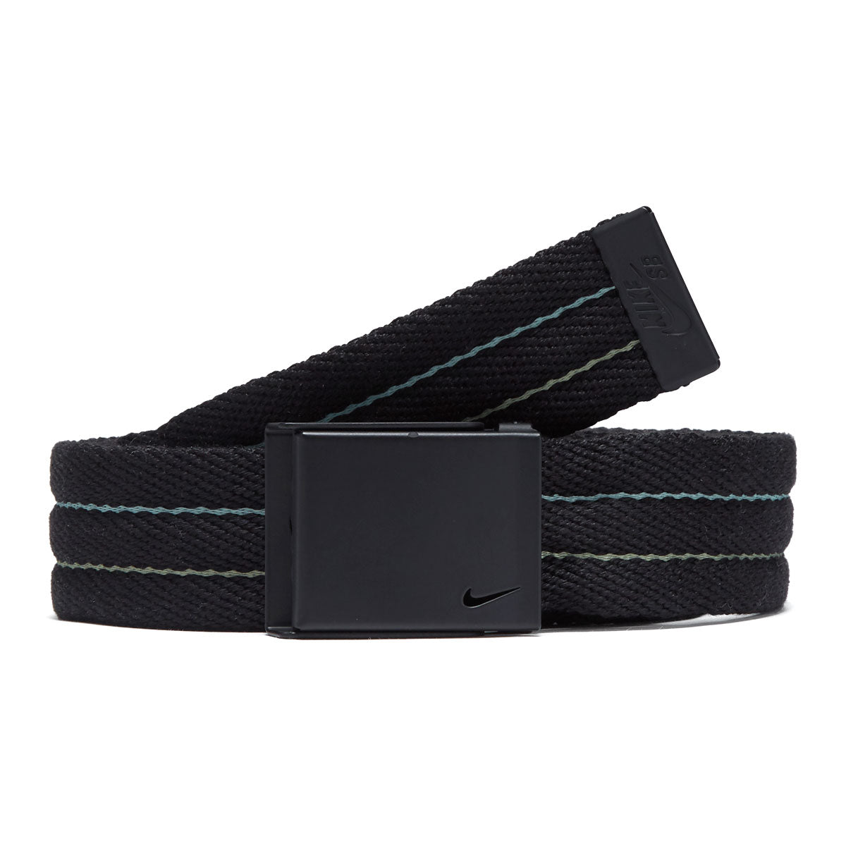 Nike Padded Pop Stitch Pierced Swoosh Buckle Web Belt - Black image 1