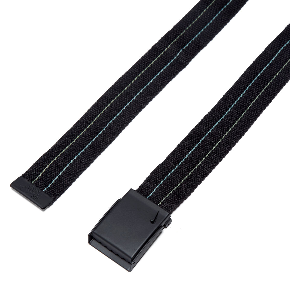 Nike Padded Pop Stitch Pierced Swoosh Buckle Web Belt - Black image 2