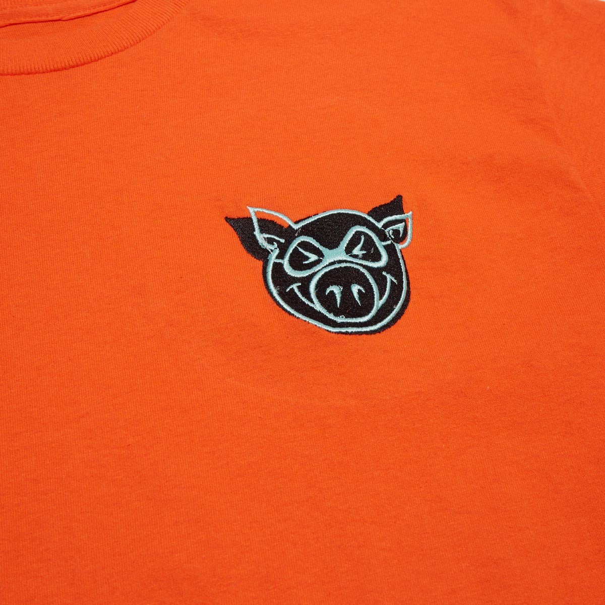 Pig Head Embroidery T-Shirt - Orange image 2