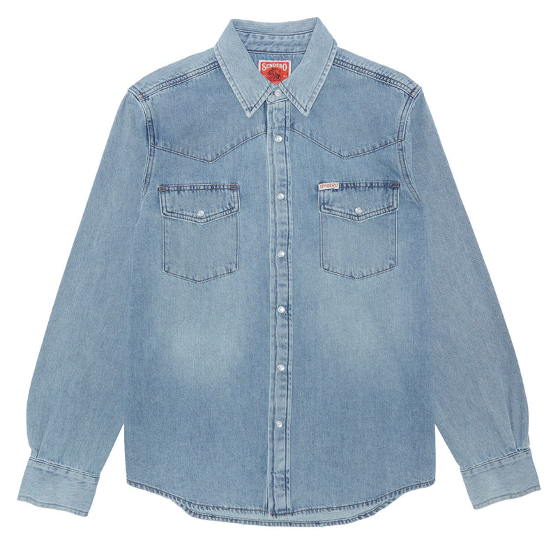 Sendero The Wyatt Pearl Snap Long Sleeve Shirt - Vintage Denim