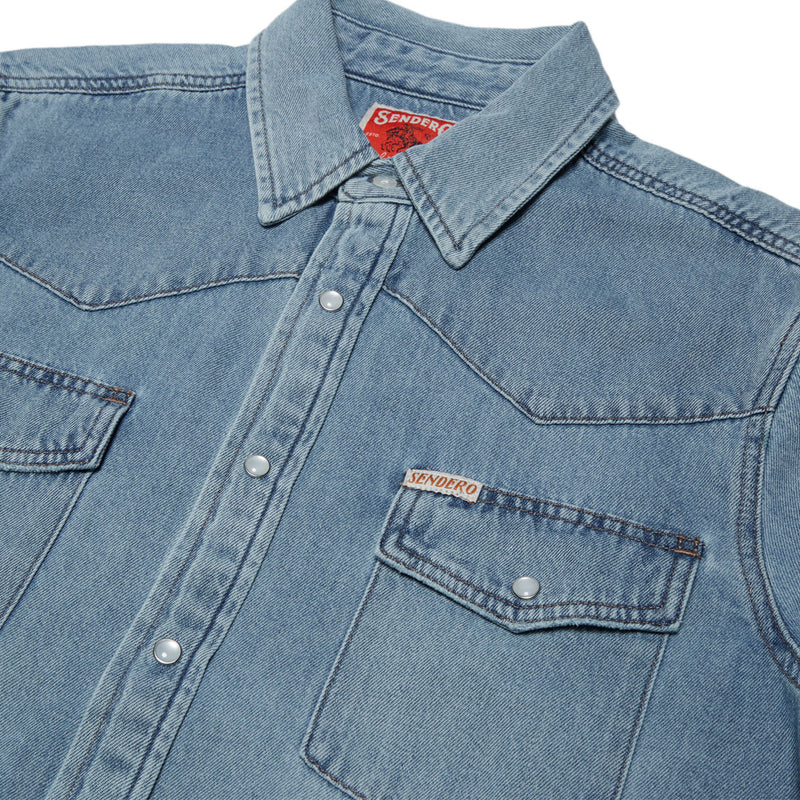 Sendero The Wyatt Pearl Snap Long Sleeve Shirt - Vintage Denim