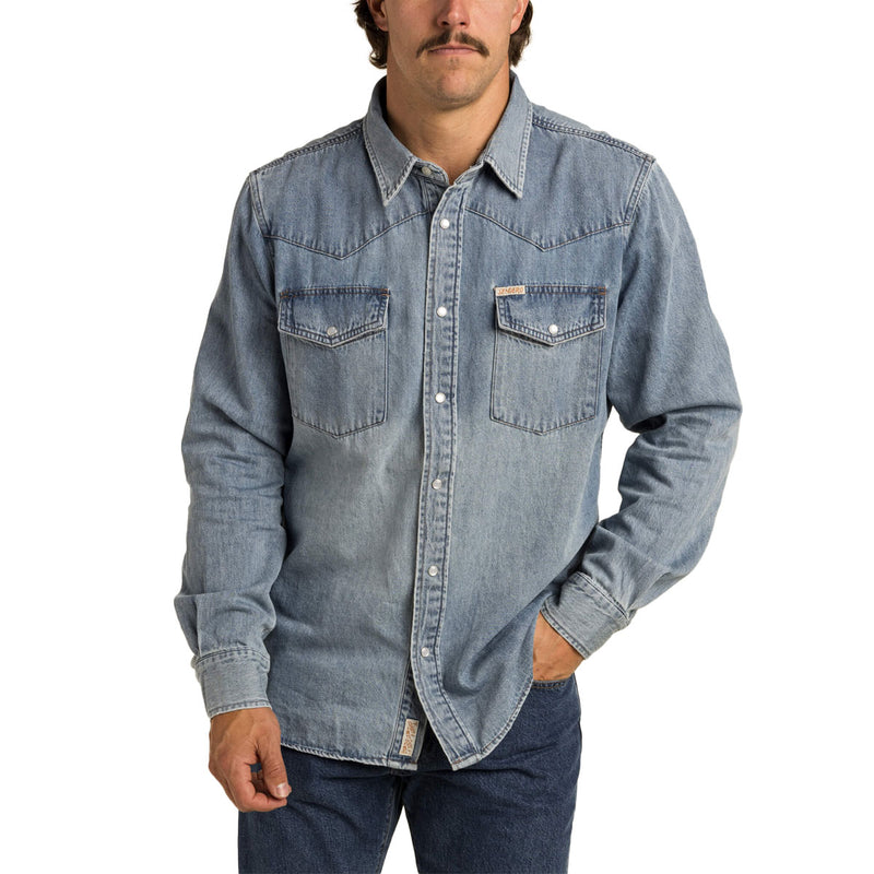 Sendero The Wyatt Pearl Snap Long Sleeve Shirt - Vintage Denim