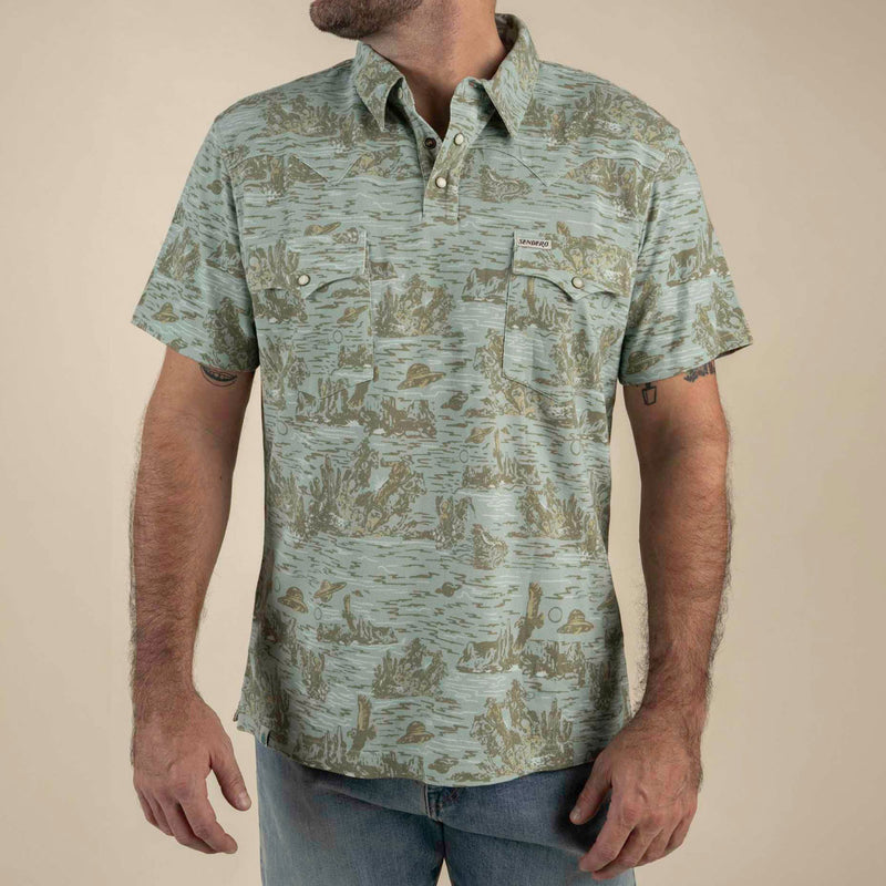 Sendero Cantina Polo Shirt - Desert Abduction Print