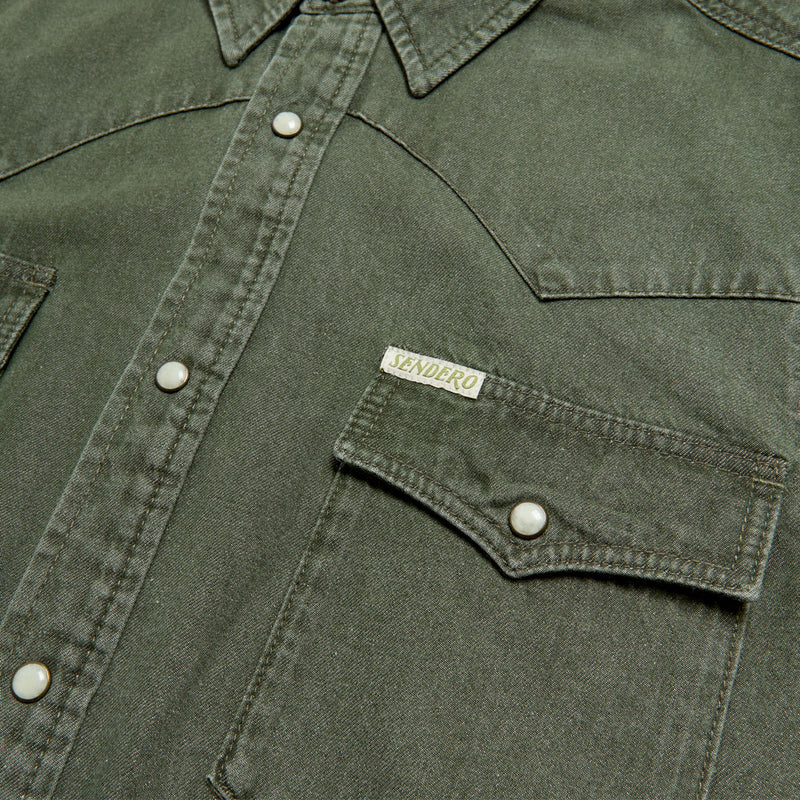 Sendero The Wyatt Pearl Snap Long Sleeve Shirt - Faded Olive