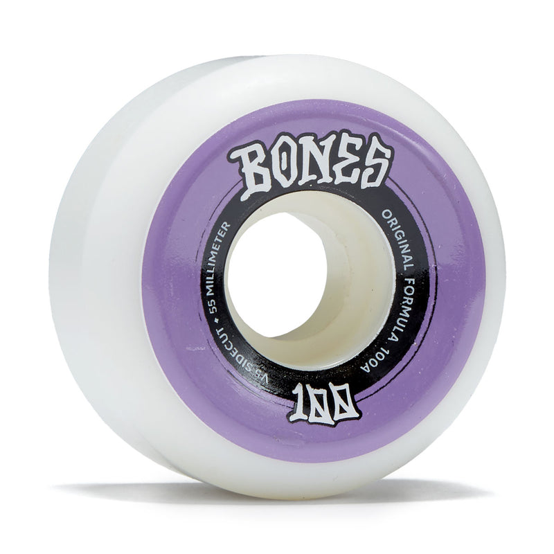 Bones 100s Sidecuts 100a V5 Sidecut Skateboard Wheels - White - 55mm