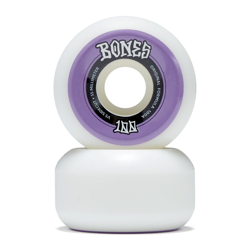 Bones 100s Sidecuts 100a V5 Sidecut Skateboard Wheels - White - 55mm